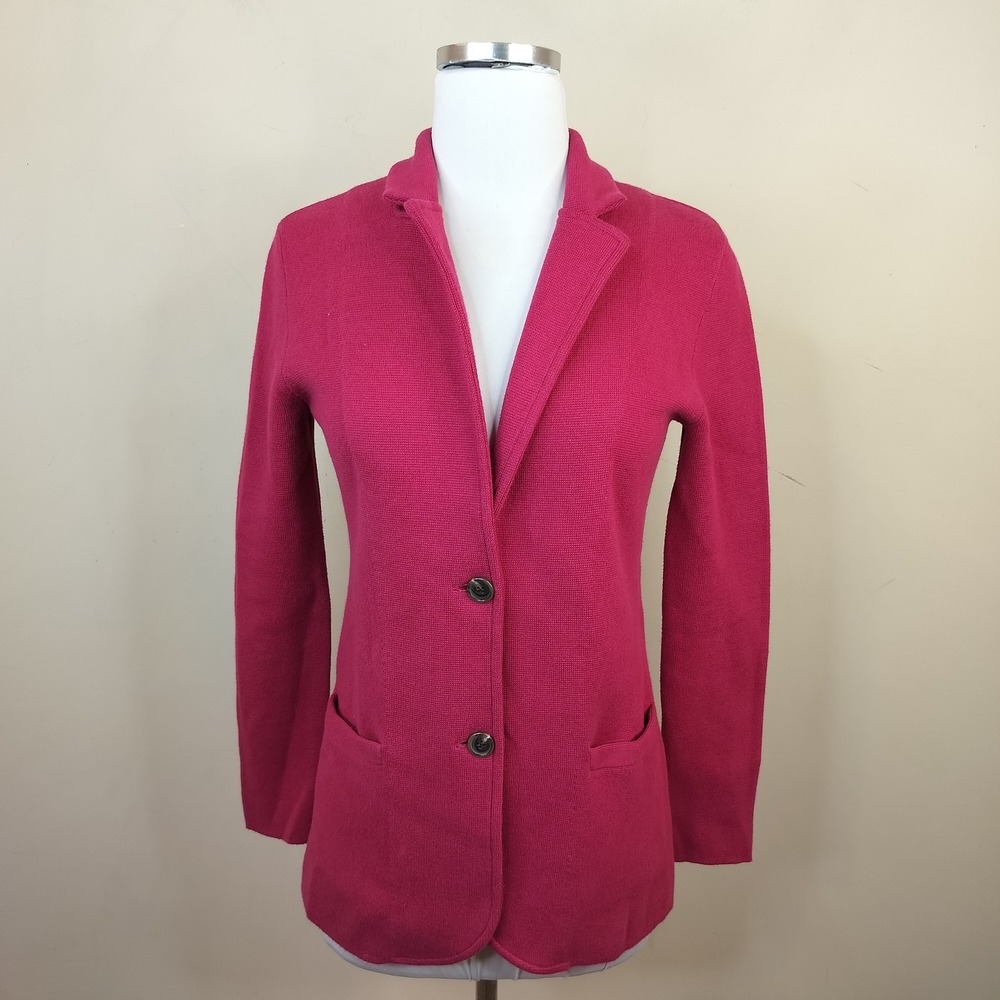 J.Crew Sweater Knit Blazer XXS Cotton Casual Preppy Pink Button Up